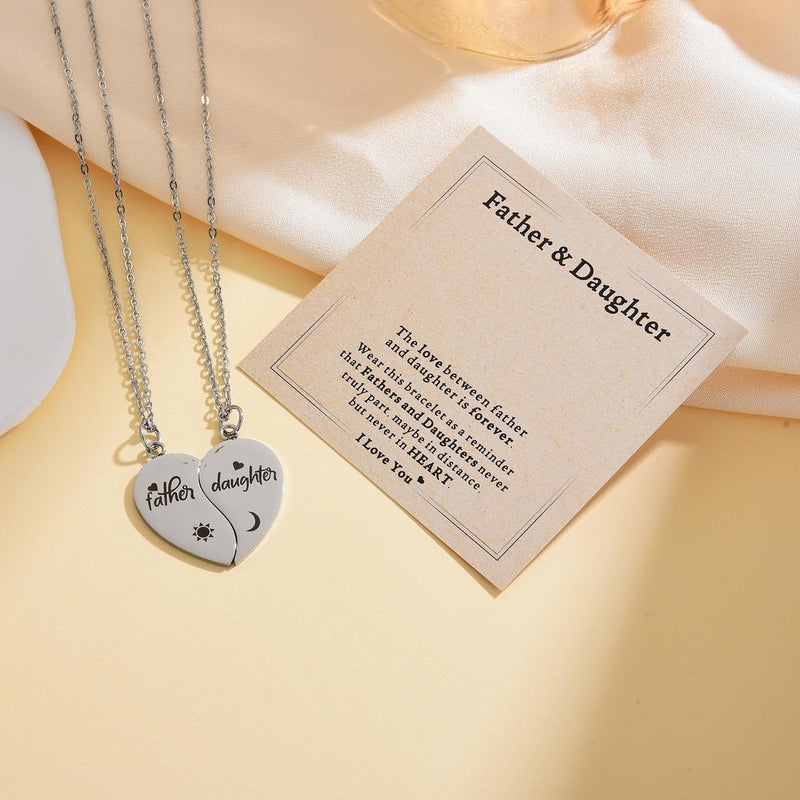 Yonhon Father Daughter Necklace for 2, Father Daughter Matching Bracelet Set for 2 - Image 4